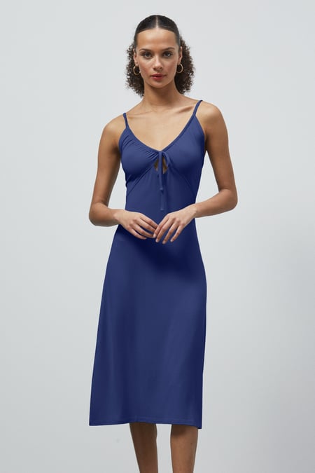 Green Strappy V-Neck Jersey Dress