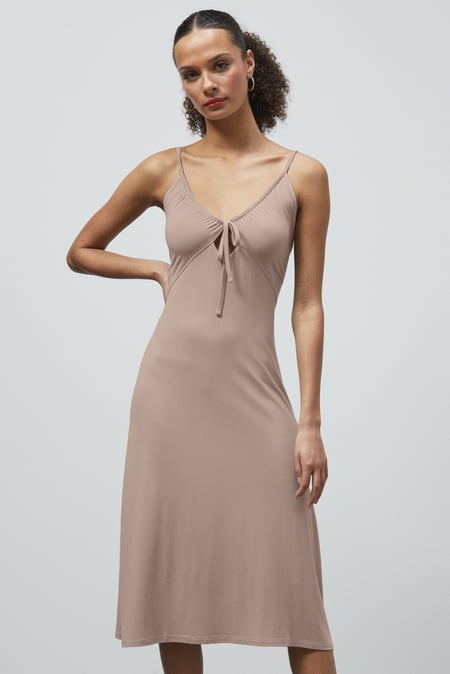 Green Strappy V-Neck Jersey Dress