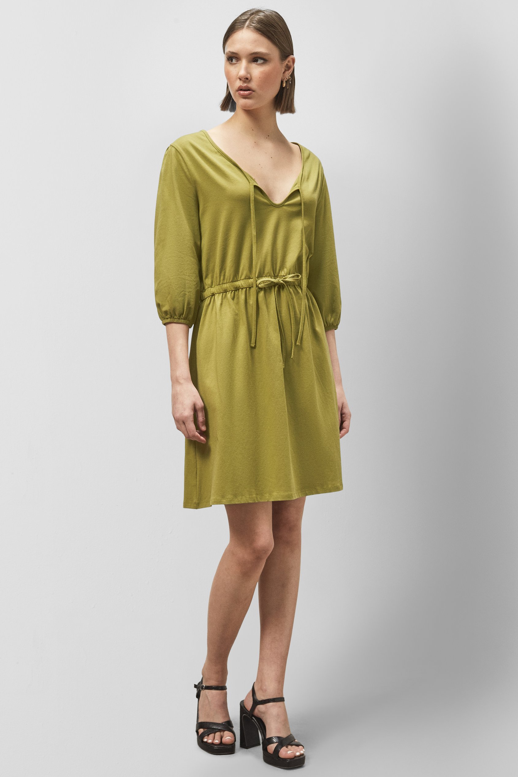 Drawstring Waist Jersey Dress