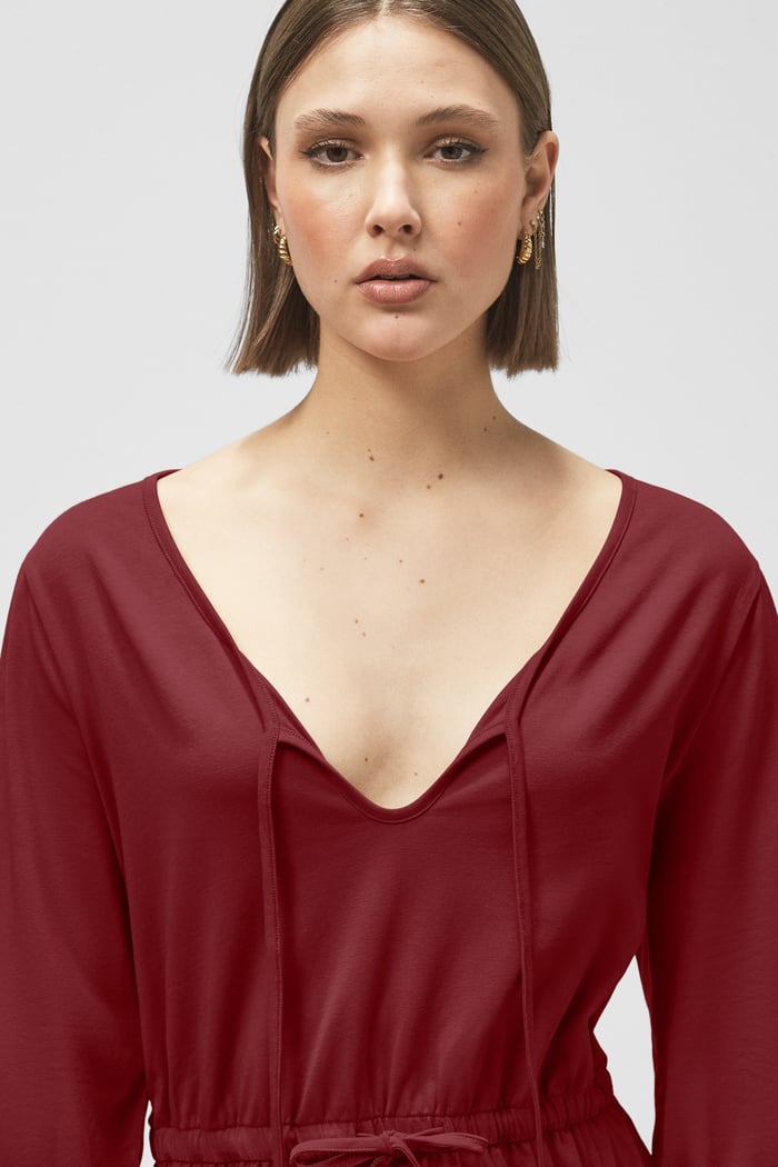 Drawstring Waist Jersey Dress