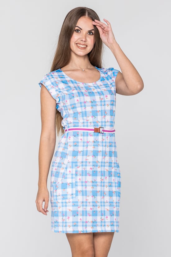 Belted Printed Jersey Dress