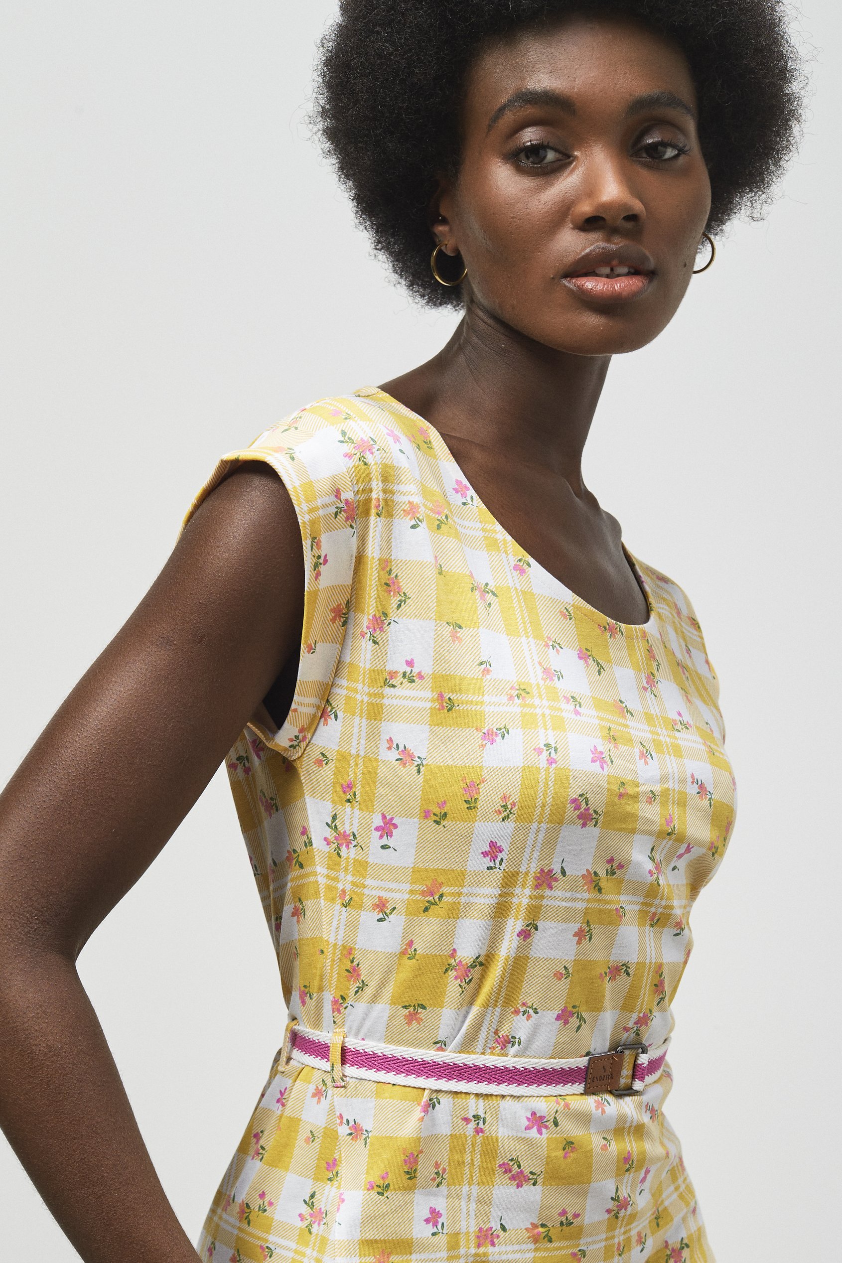 Belted Printed Jersey Dress