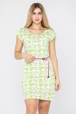 Belted Printed Jersey Dress