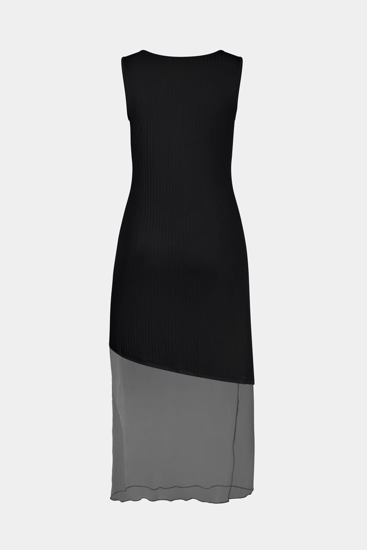 Chic Slim-Fit Dress with Mesh Detail