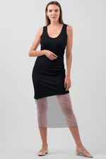 Chic Slim-Fit Dress with Mesh Detail