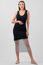 Chic Slim-Fit Dress with Mesh Detail