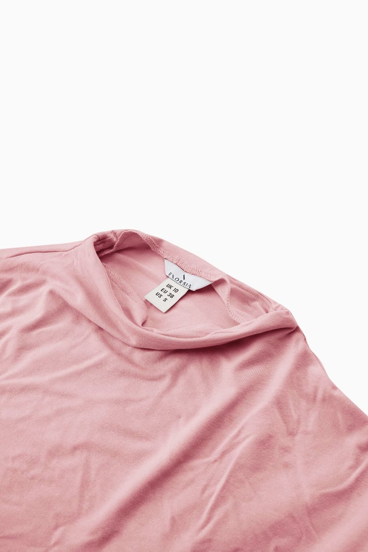 Mock Neck Tie-Belt Mini Dress