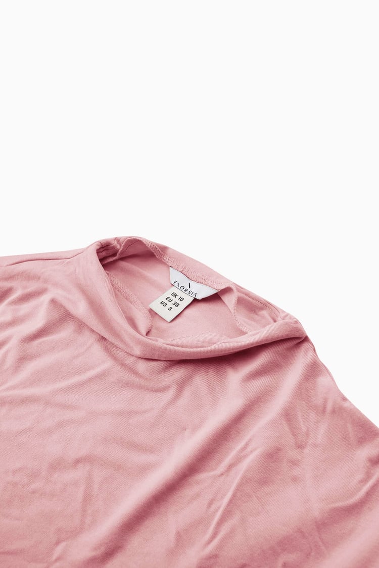 Mock Neck Tie-Belt Mini Dress