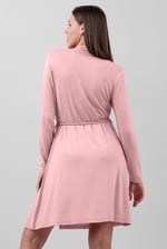 Mock Neck Tie-Belt Mini Dress