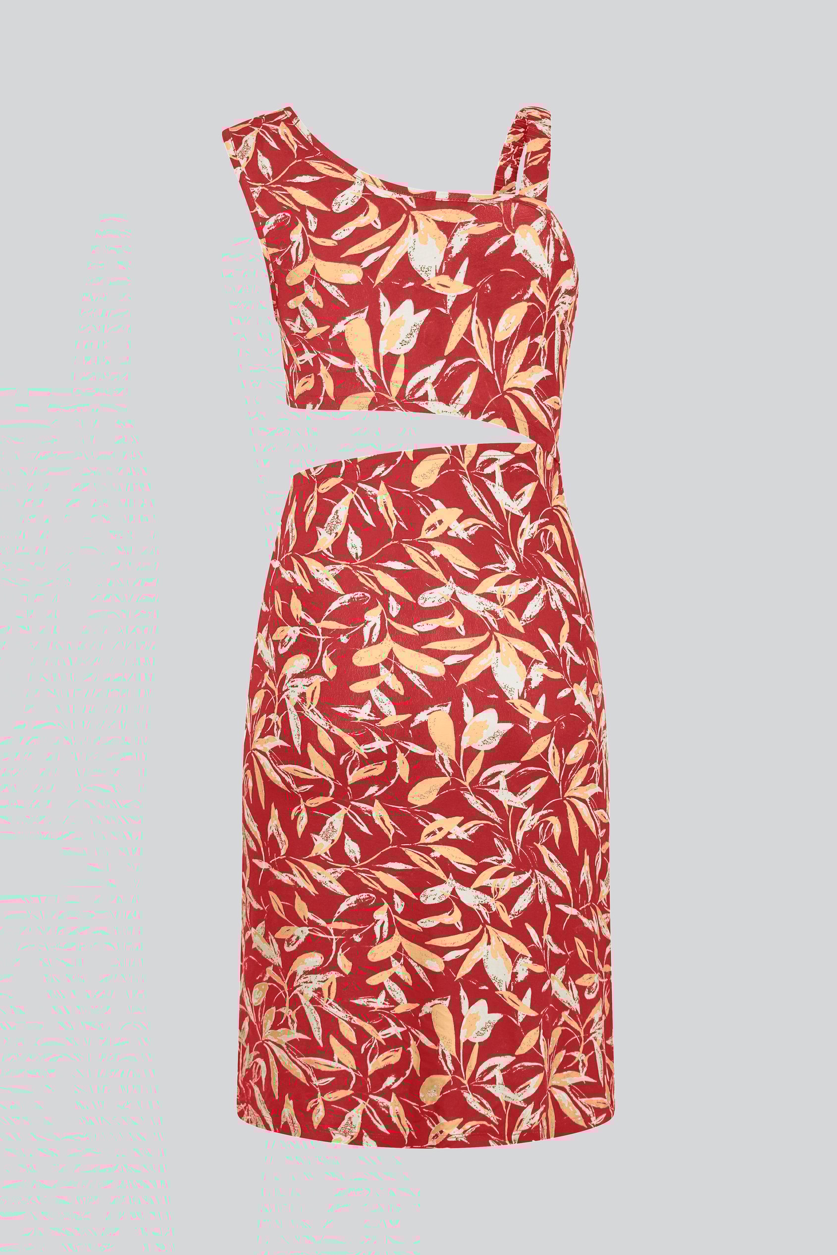 Women's Printed Midi Dress with Cut-Out Detail