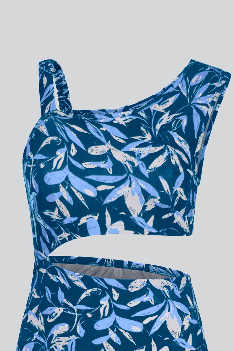 Women's Printed Midi Dress with Cut-Out Detail