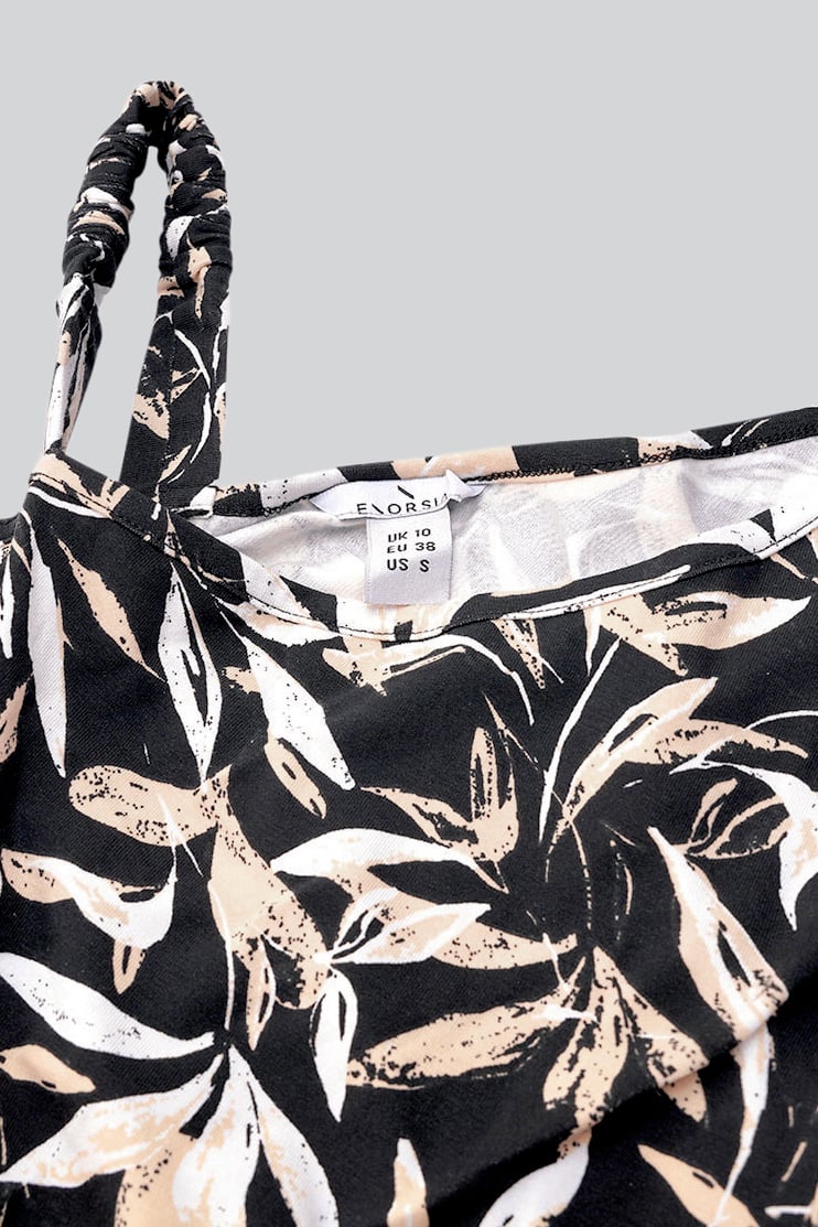 Women's Printed Midi Dress with Cut-Out Detail