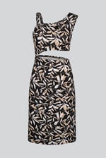 Women's Printed Midi Dress with Cut-Out Detail