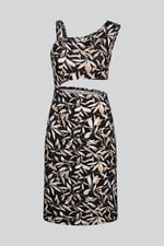 Women's Printed Midi Dress with Cut-Out Detail