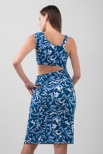 Women's Printed Midi Dress with Cut-Out Detail