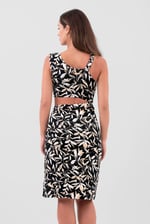 Women's Printed Midi Dress with Cut-Out Detail