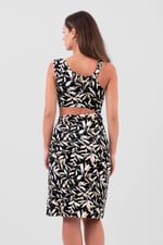 Women's Printed Midi Dress with Cut-Out Detail