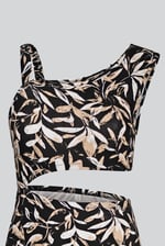 Women's Printed Midi Dress with Cut-Out Detail