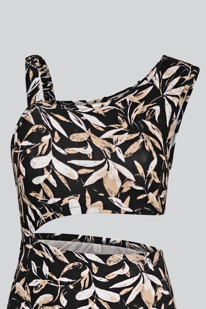 Women's Printed Midi Dress with Cut-Out Detail