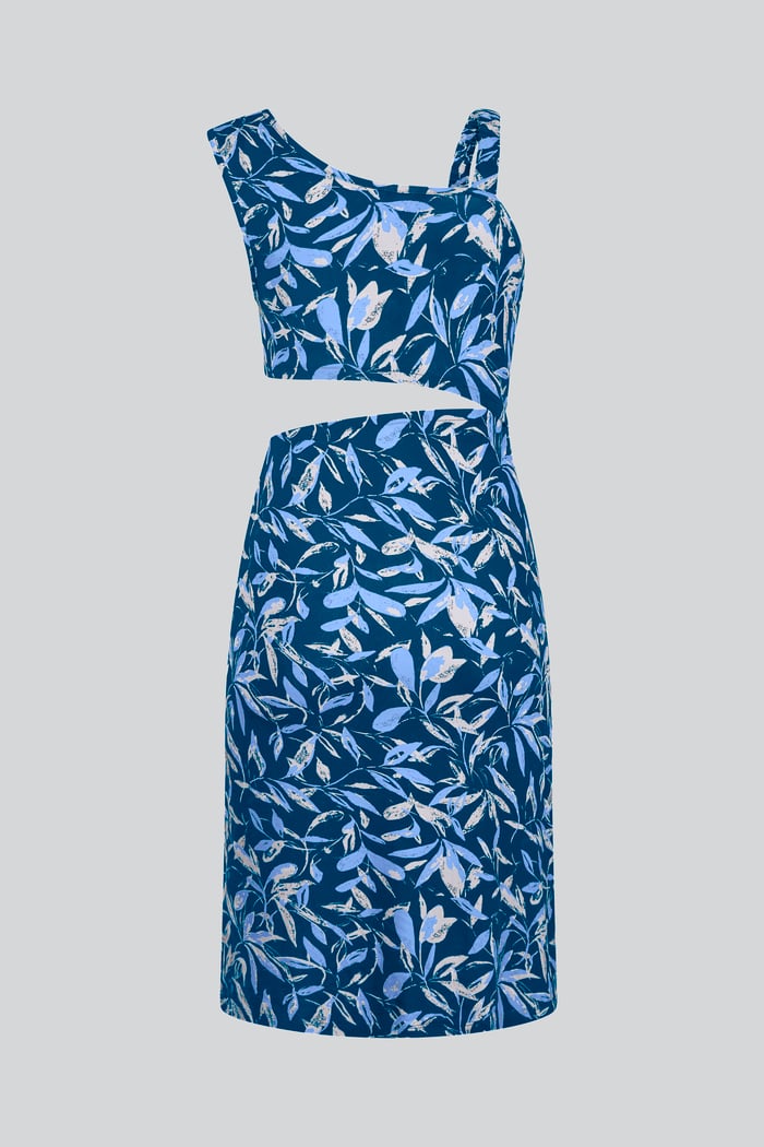 Women's Printed Midi Dress with Cut-Out Detail