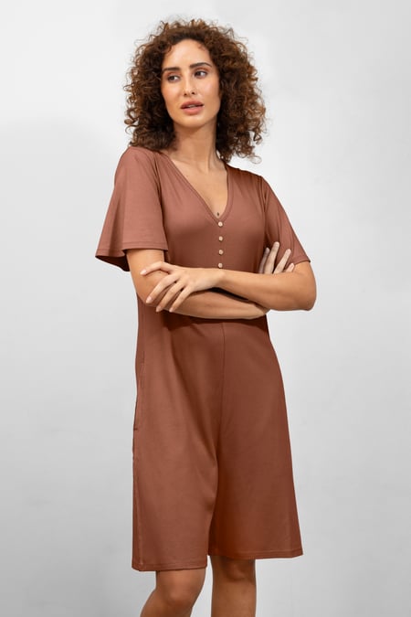 Silver Bell Sleeve Textured Rib Playsuit