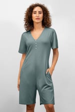 Bell Sleeve Textured Rib Playsuit