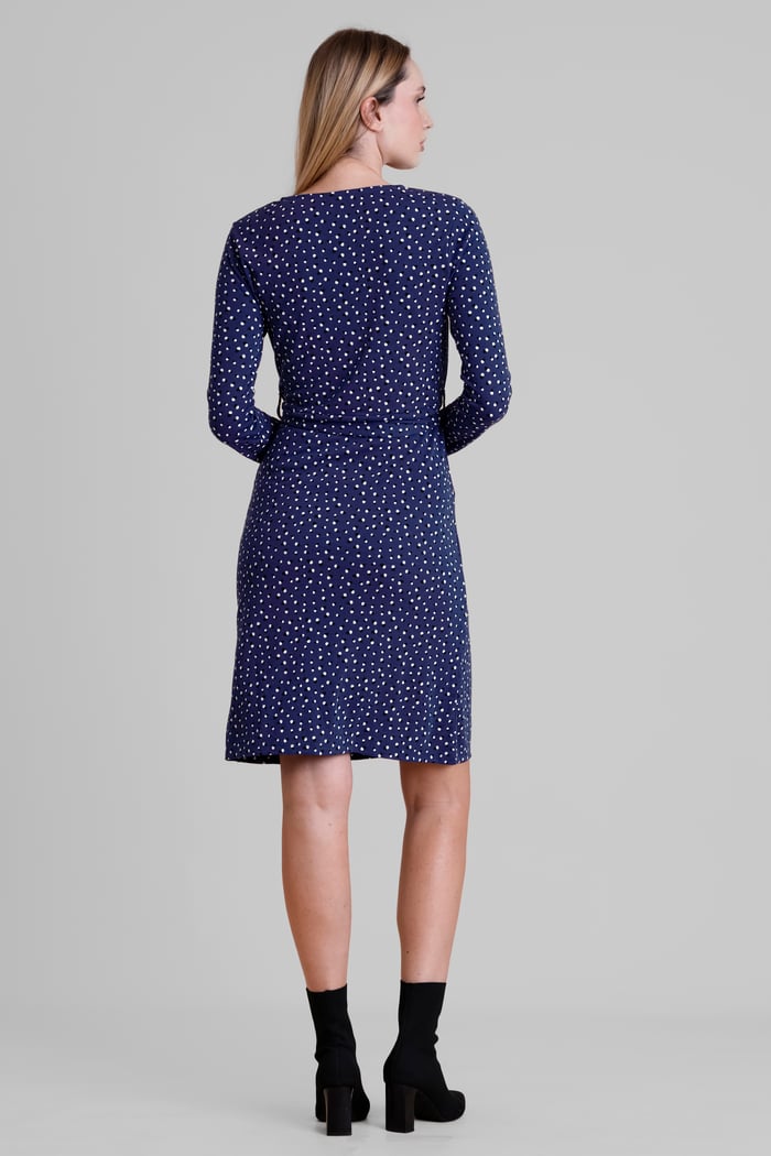 Slim Fit V-Neck Dot Printed Dress