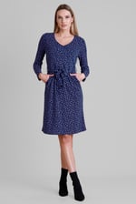 Slim Fit V-Neck Dot Printed Dress
