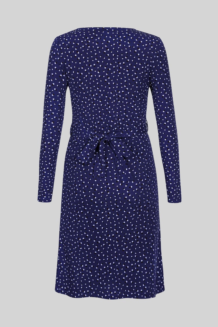 Slim Fit V-Neck Dot Printed Dress