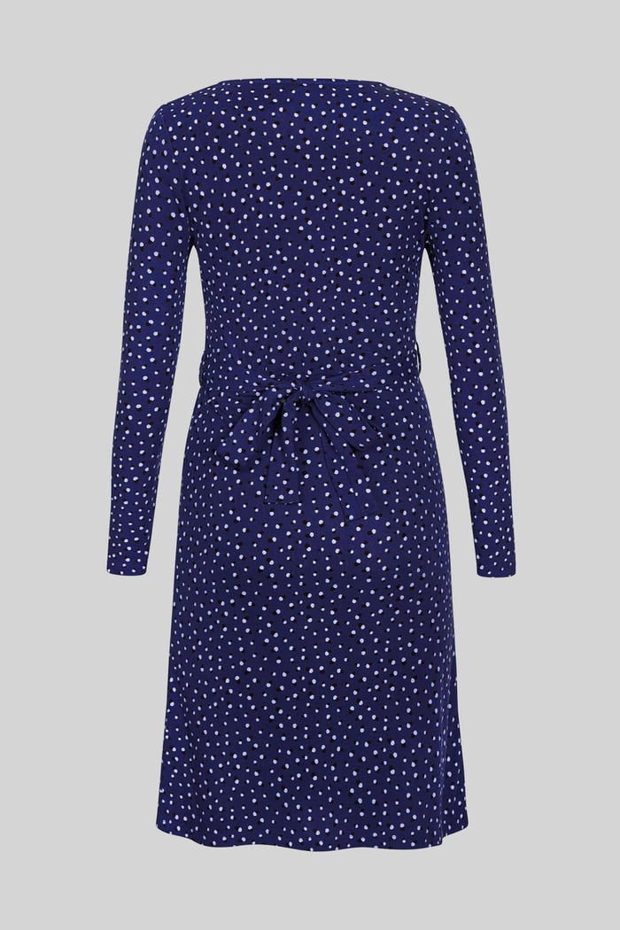 Slim Fit V-Neck Dot Printed Dress