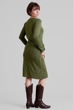 Slim Fit V-Neck Dot Printed Dress