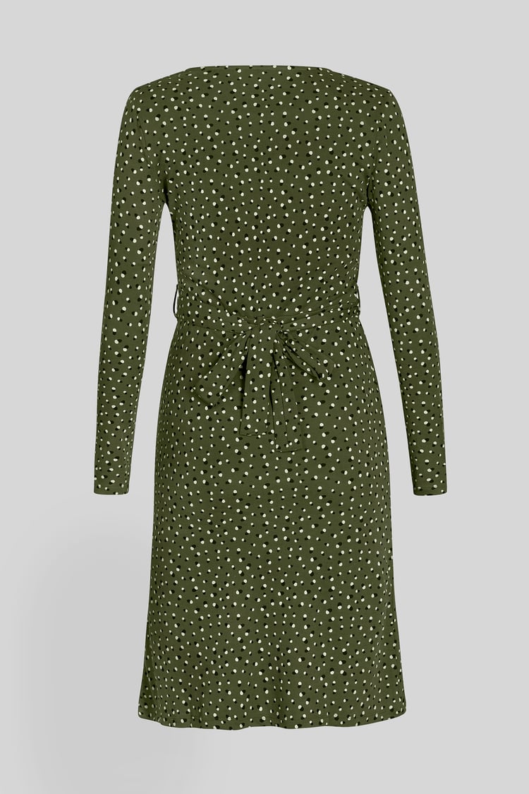 Slim Fit V-Neck Dot Printed Dress