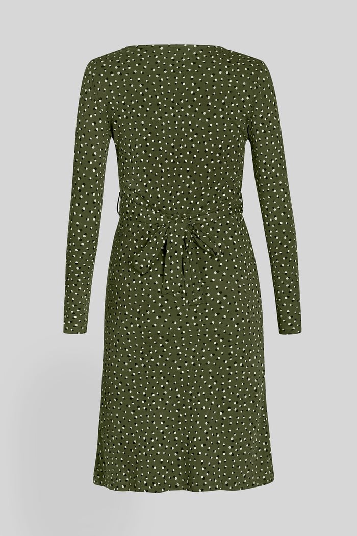 Slim Fit V-Neck Dot Printed Dress