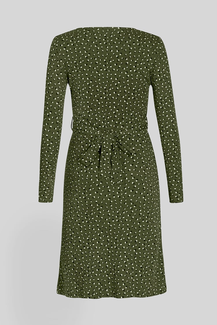 Slim Fit V-Neck Dot Printed Dress