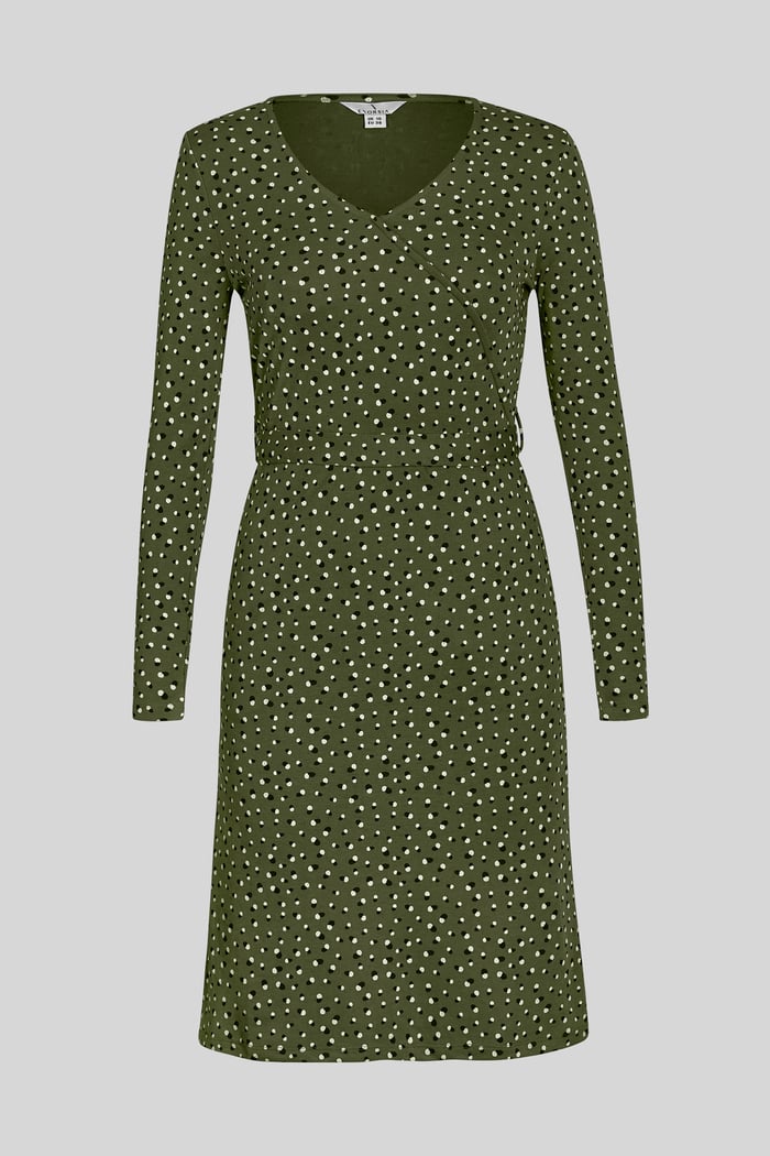 Slim Fit V-Neck Dot Printed Dress