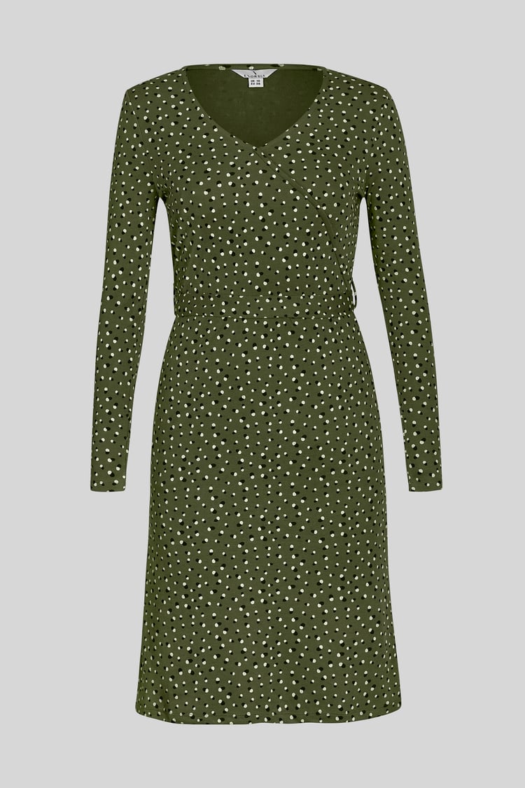 Slim Fit V-Neck Dot Printed Dress