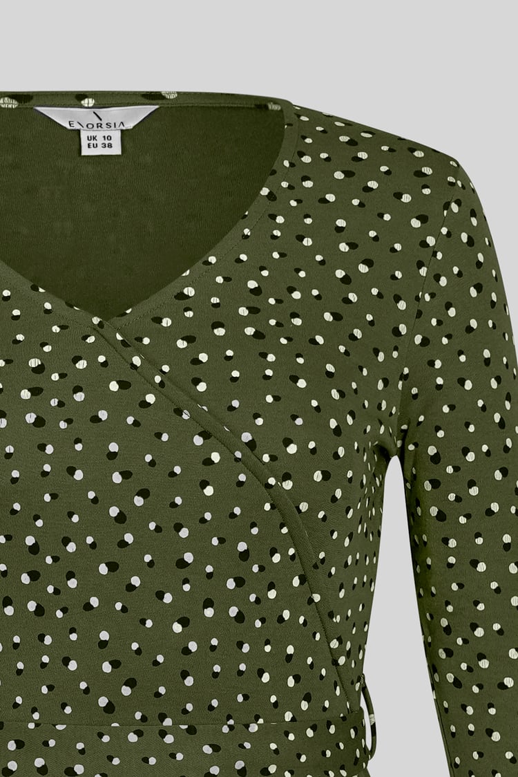 Slim Fit V-Neck Dot Printed Dress