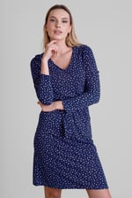Slim Fit V-Neck Dot Printed Dress