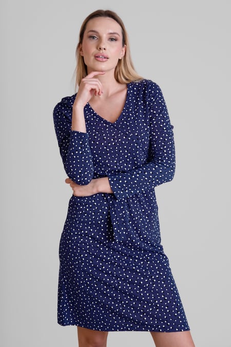 Green Slim Fit V-Neck Dot Printed Dress