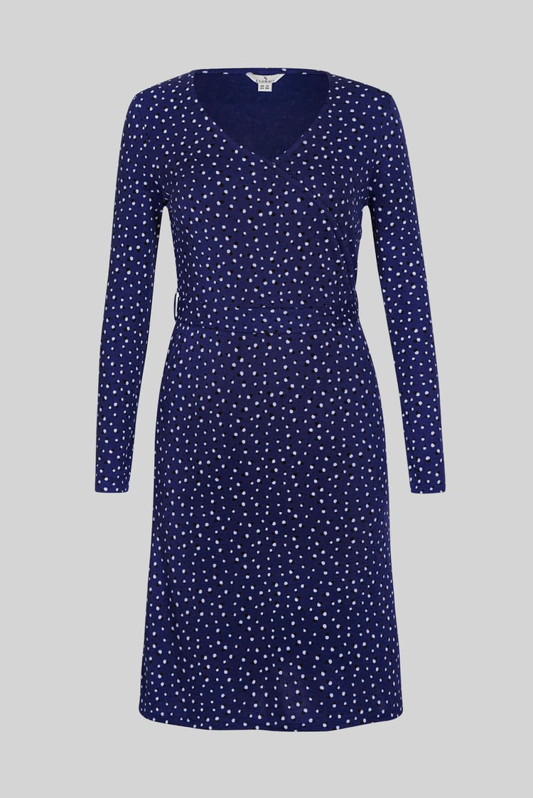 Slim Fit V-Neck Dot Printed Dress