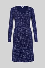 Slim Fit V-Neck Dot Printed Dress