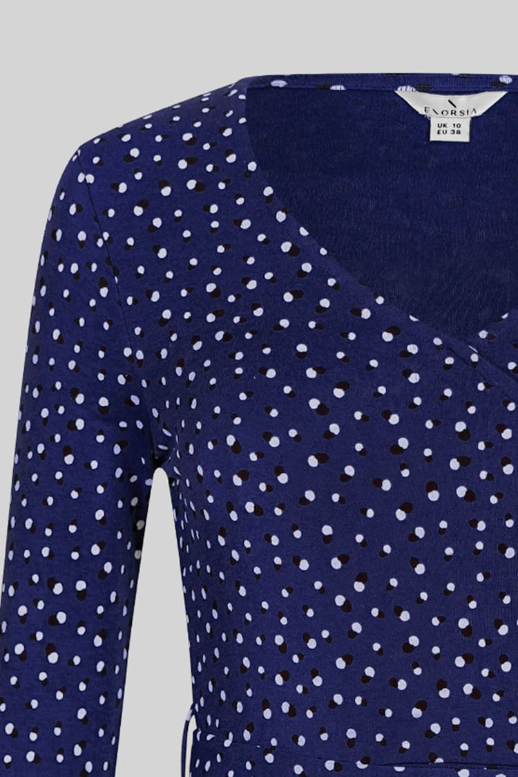 Slim Fit V-Neck Dot Printed Dress