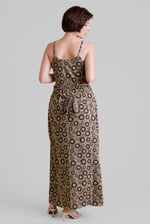 Geo Printed Jersey Wrap Front Maxi Dress