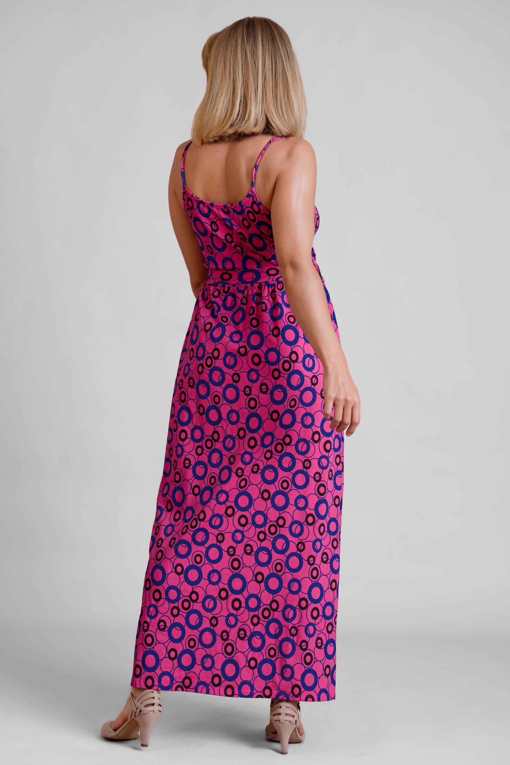 Geo Printed Jersey Wrap Front Maxi Dress