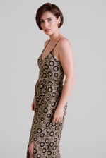 Geo Printed Jersey Wrap Front Maxi Dress
