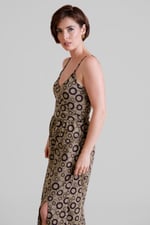 Geo Printed Jersey Wrap Front Maxi Dress