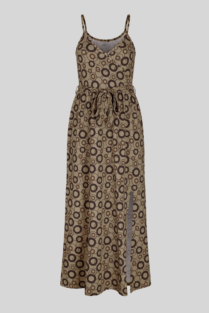 Geo Printed Jersey Wrap Front Maxi Dress