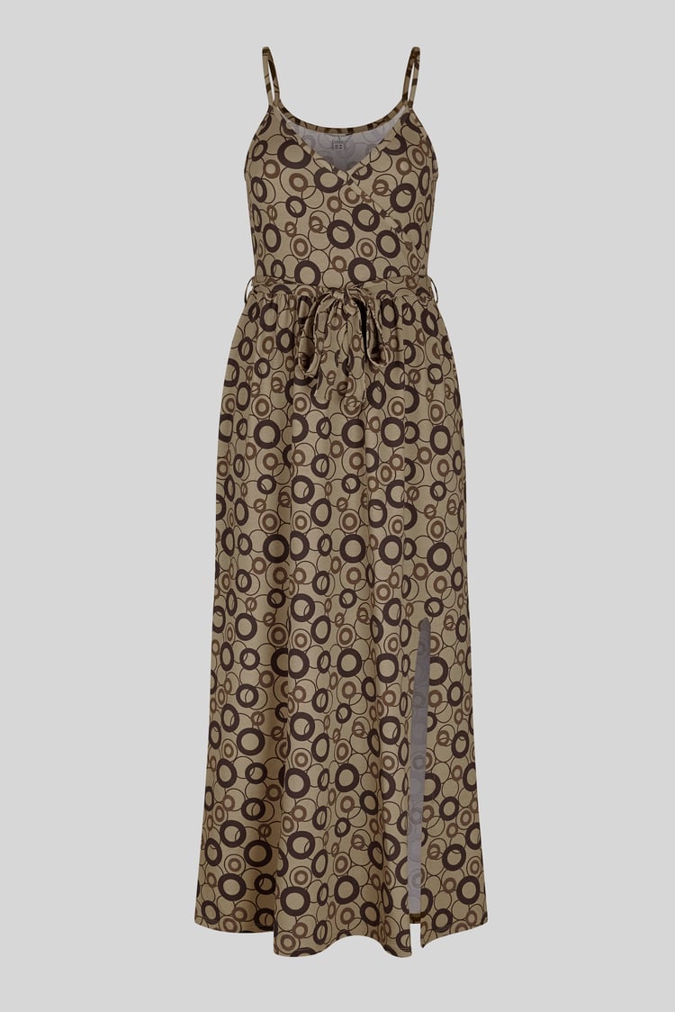 Geo Printed Jersey Wrap Front Maxi Dress