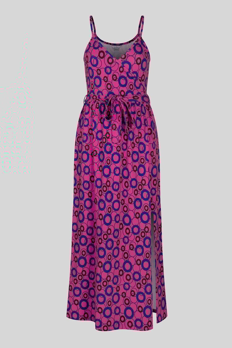 Geo Printed Jersey Wrap Front Maxi Dress