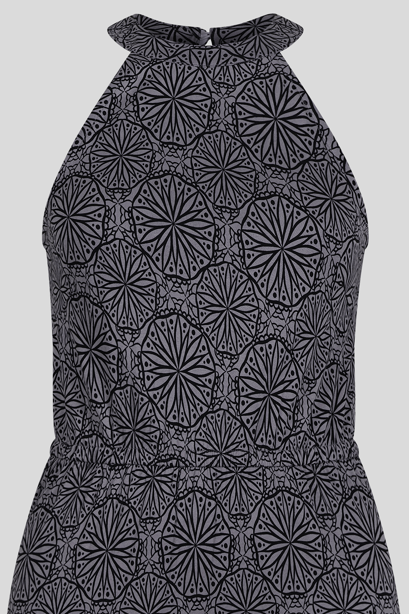 Tiles Print Halter Neck Midi Jersey Dress